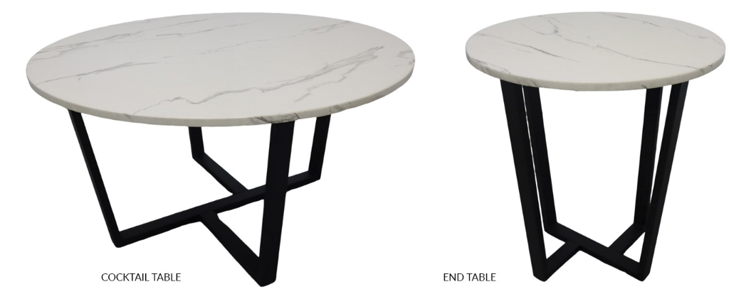 Fuji White Mable Top Cocktail / End Tables
