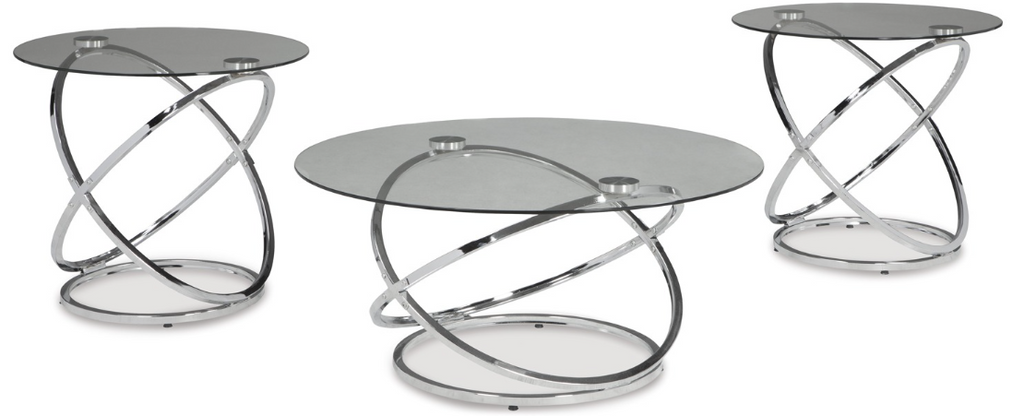 Uptown Silver Glass top Table Set of 3
