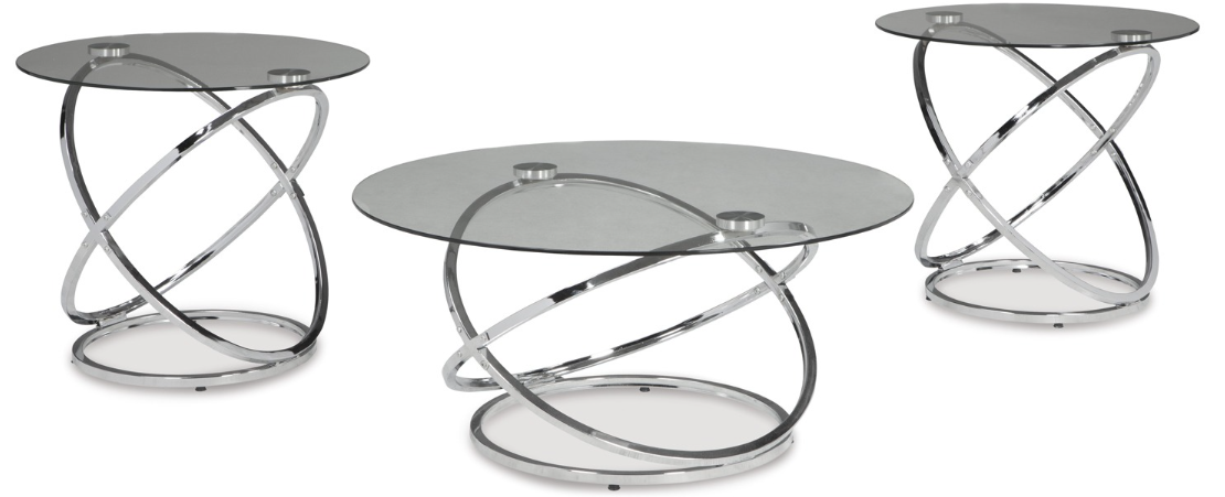 Uptown Silver Glass top Table Set of 3