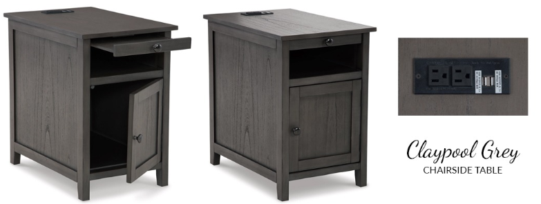 Claypool Chairside Tables with USB and Power plugs