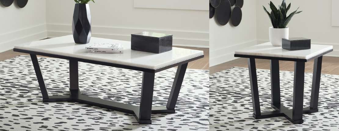 Stephen Black Tables set with Marble Top